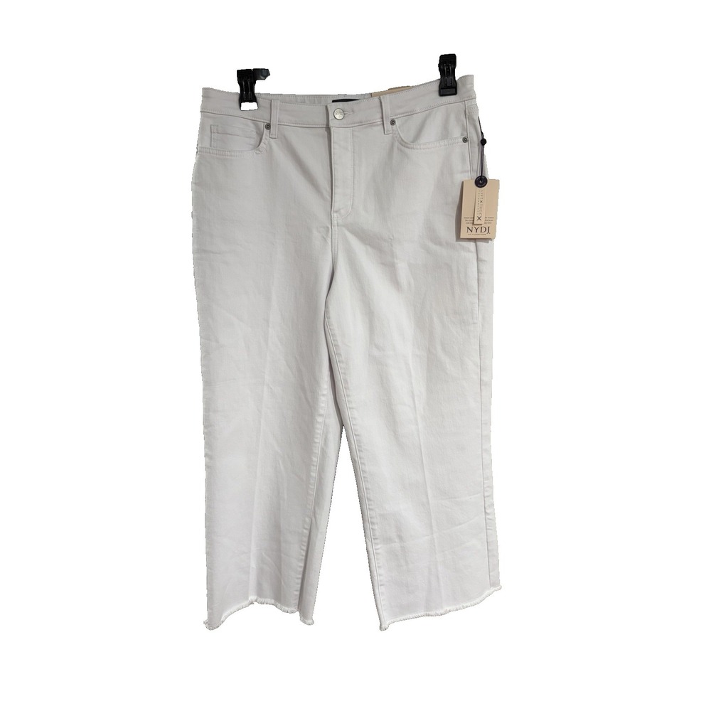 NYDJ white jeans WIDE LEG stretch cropped designer sz 16 BRAND NEW $99 A4